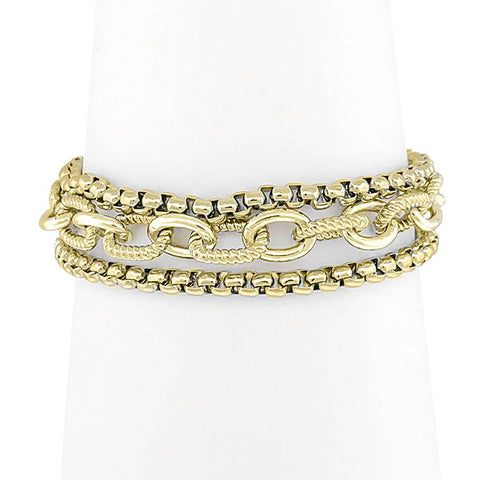 Gold linked center layered chain bracelet