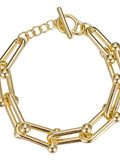 St. Bordeaux Gold Large Link Toggle Bracelet, Chunky Chain