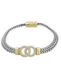 St. Bordeaux Two-Tone Interlocking Circle CZ Bracelet, Magnetic