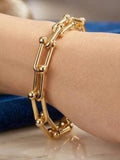 St. Bordeaux Gold Large Link Toggle Bracelet, Chunky Chain