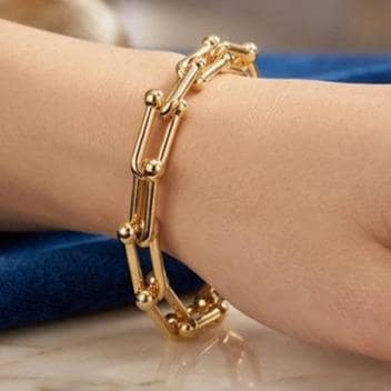 St. Bordeaux Gold Large Link Toggle Bracelet, Chunky Chain