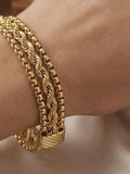 St. Bordeaux Trinity Chain Gold Rope Layered Bracelet, Multi-Row