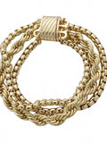 St. Bordeaux Trinity Chain Gold Rope Layered Bracelet, Multi-Row