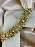 St. Bordeaux Trinity Chain Gold Linked Center Layered Bracelet