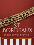 St. Bordeaux Trinity Chain Gold Linked Center Layered Bracelet