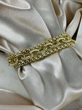 St. Bordeaux Trinity Chain Gold Linked Center Layered Bracelet
