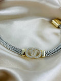 St. Bordeaux Two-Tone Interlocking Circle CZ Bracelet, Magnetic