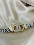 St. Bordeaux Two-Tone Interlocking Circle CZ Bracelet, Magnetic