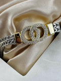 St. Bordeaux Two-Tone Interlocking Circle CZ Bracelet, Magnetic